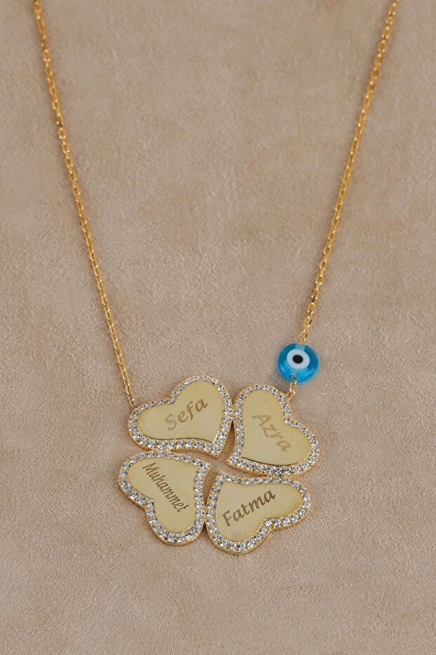 Gümüş Yonca Kişiye Özel Isimli Kolye