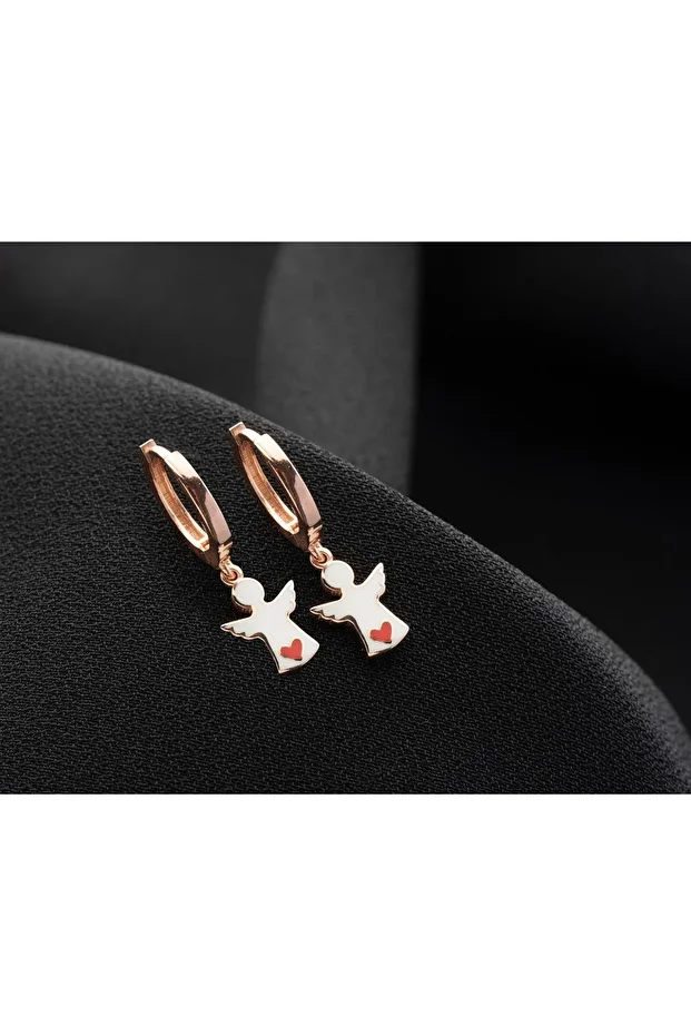 Rose Mineli Melek Gümüş Küpe