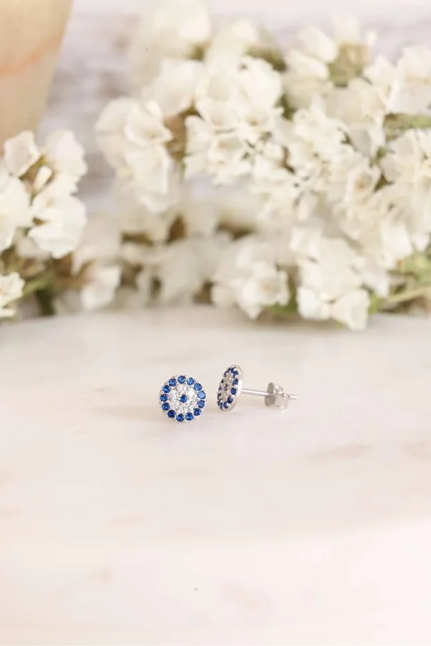 Gümüş Minik Nazar Küpe