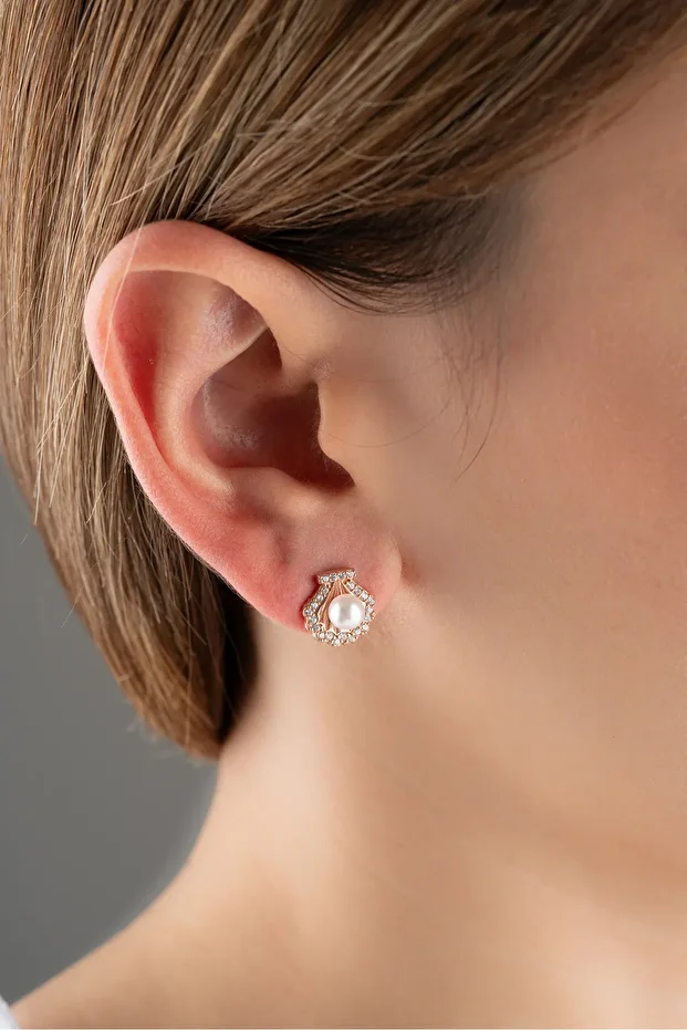 Gümüş İncili Küpe