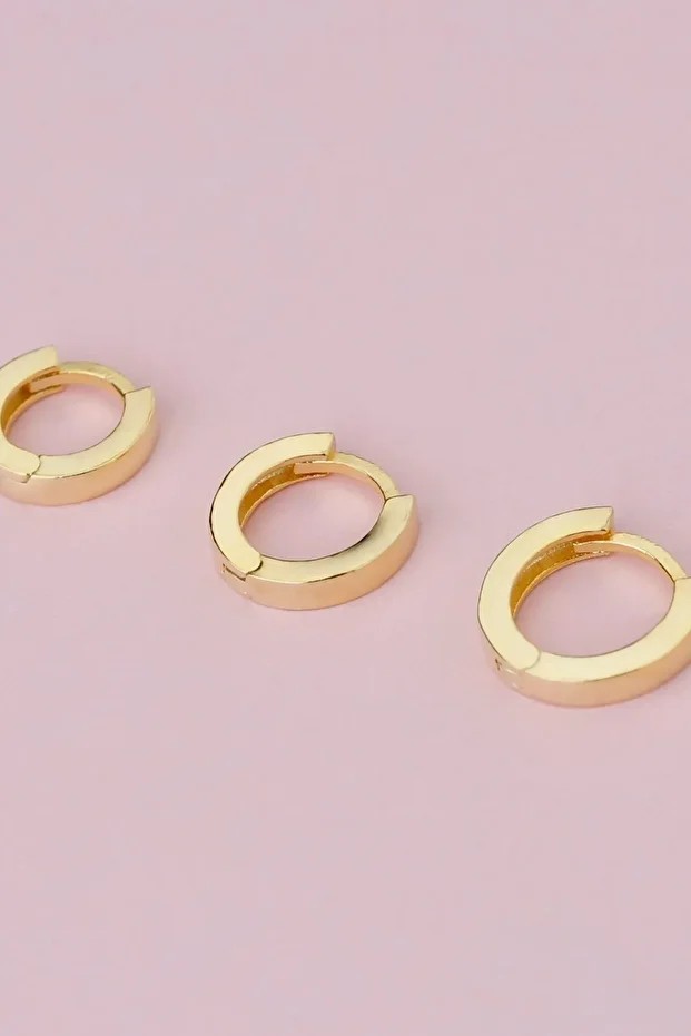 Gold Gümüş 3'lü Halka Set Küpe