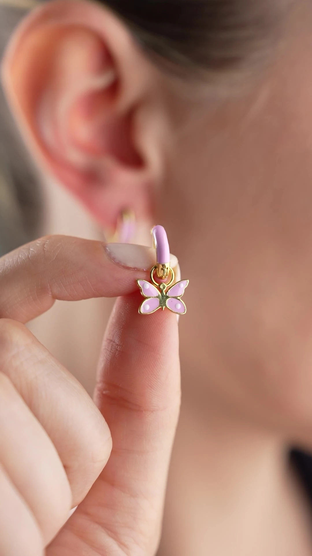 Gümüş Mineli Kelebek Çocuk Küpe