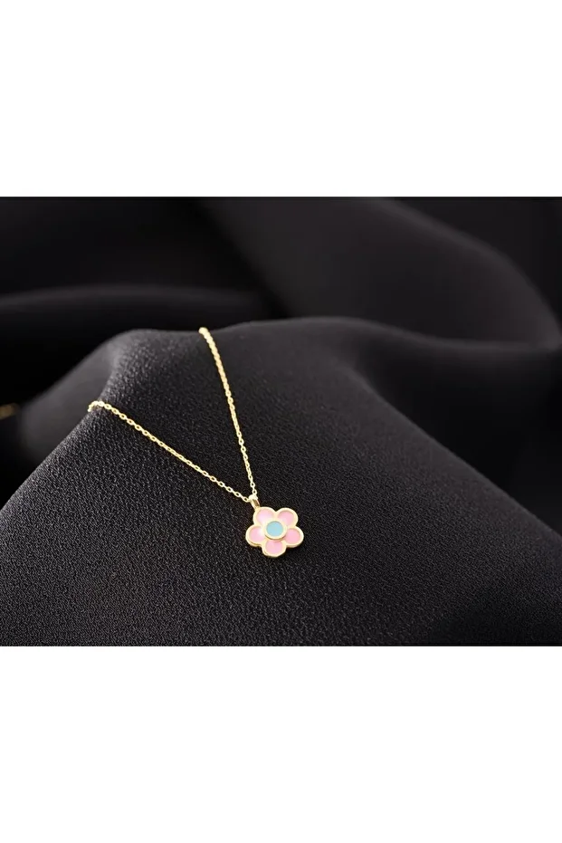 Gümüş Mineli Çiçek Kolye