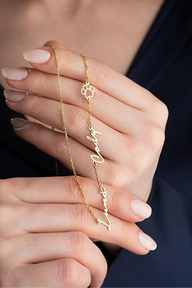 Gümüş Gold İsimli Pati Kolye