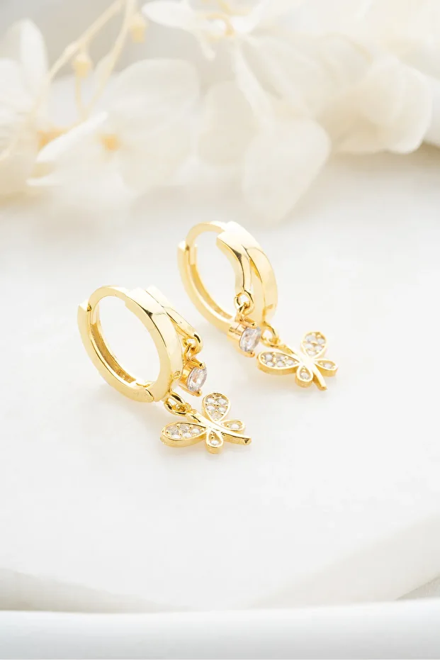 Gümüş Çift Yusufçuk Taşlı Küpe