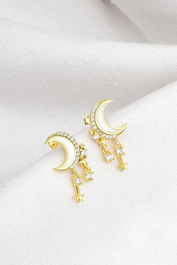 Gümüş Sedefli Hilal Küpe