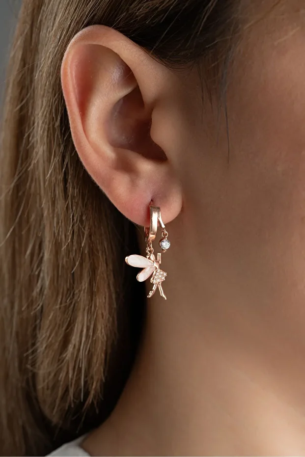 Gümüş Çift Taşlı Peri Küpe