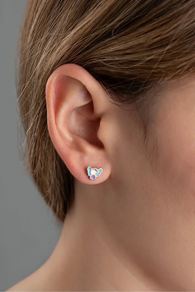 Gümüş Melek Minik Çivili Küpe