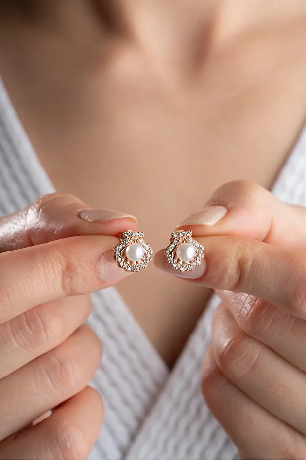 Gümüş İncili Küpe