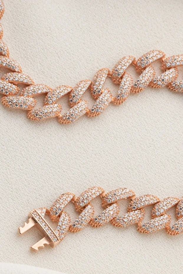 Gümüş Zirkon Taşlı Zincir Bileklik