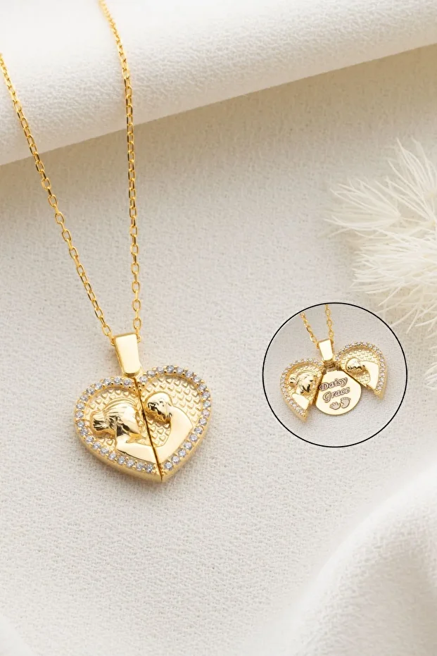 Gümüş Açılabilen Isimli Anne Bebek Kolye