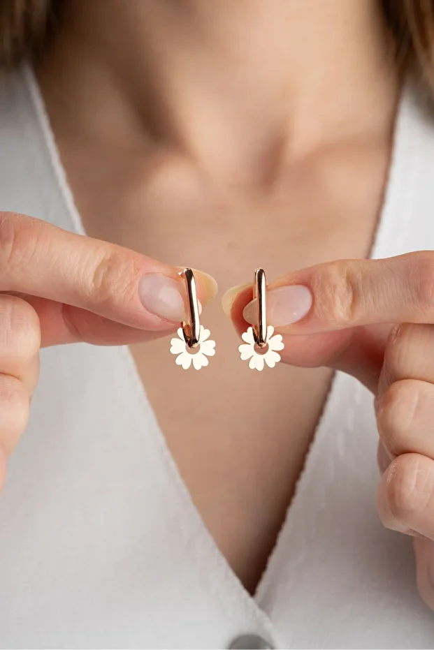 Gümüş Rose Göçmen Küpesi