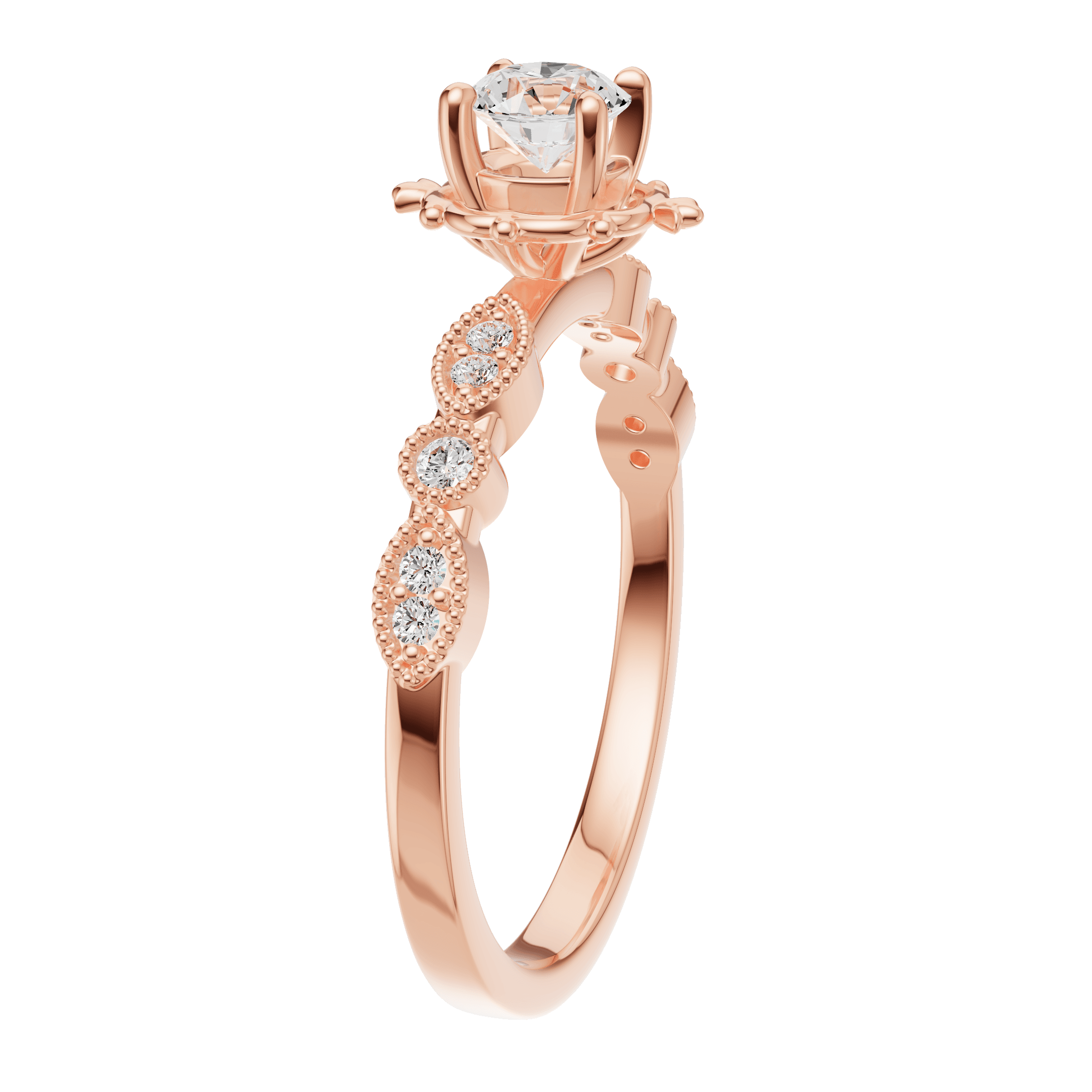 0.59 Karat SI2 Vintage Rose Altın Tektaş Pırlanta Yüzük