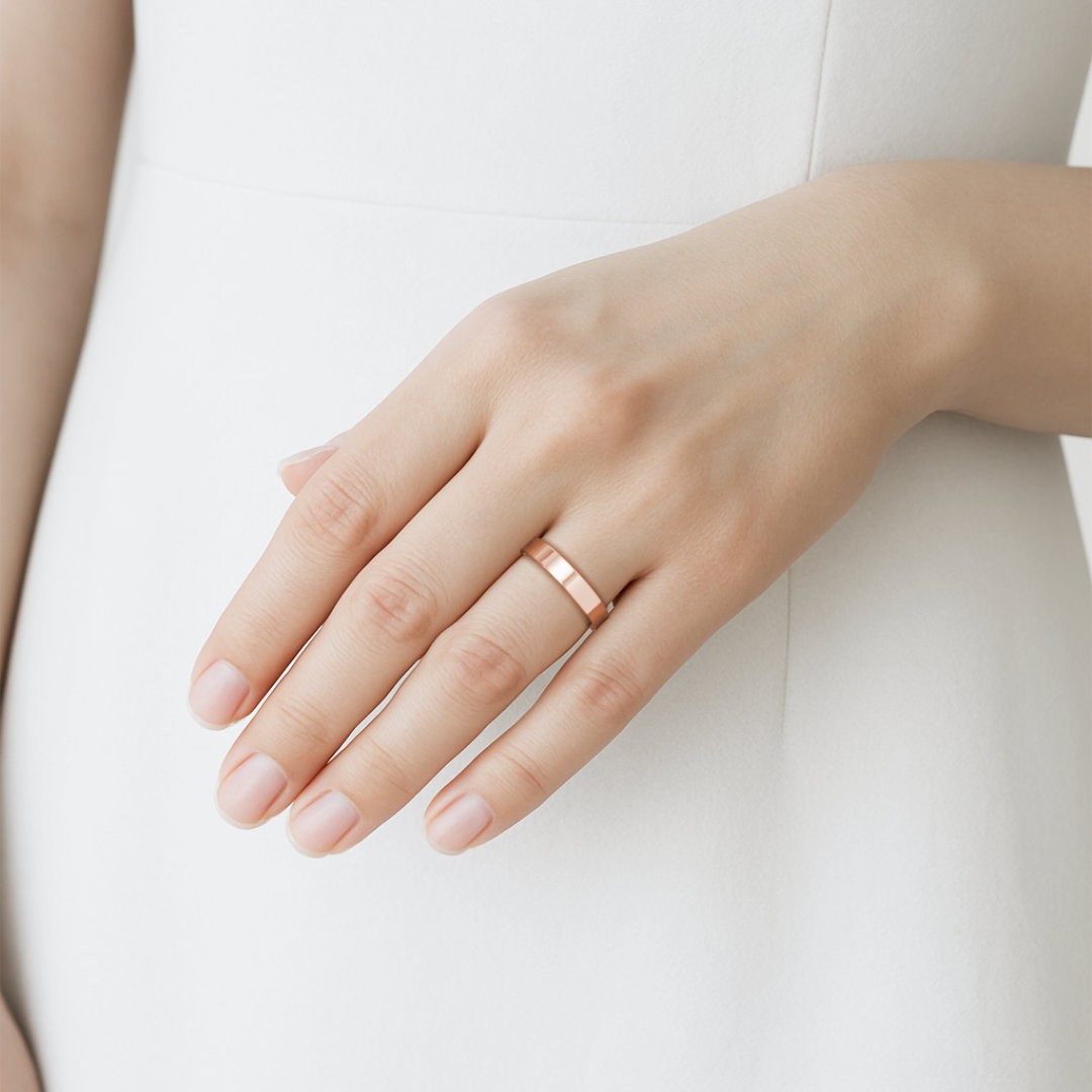 4 mm Klasik Düz Kibrit Çöpü Rose Altın Alyans