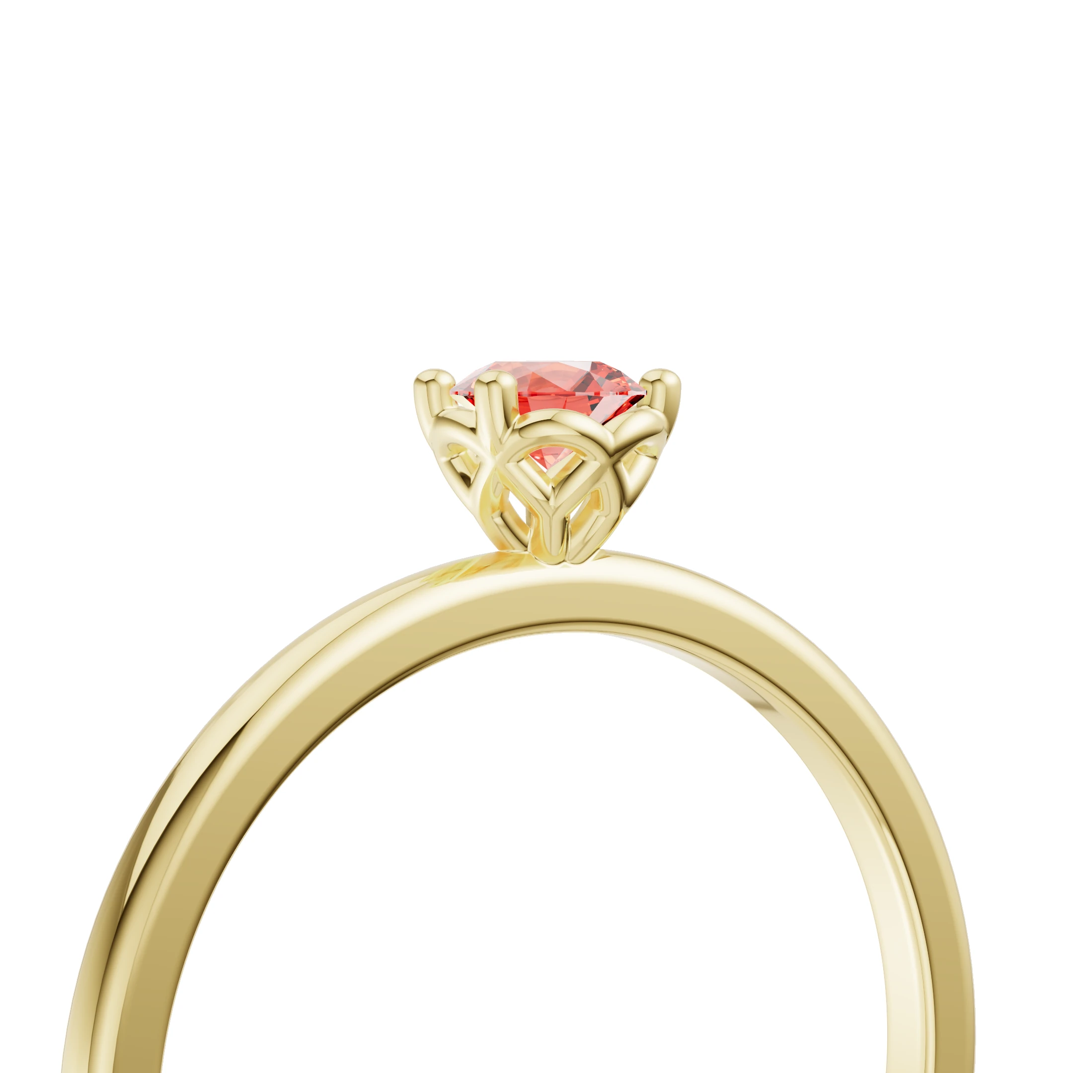 Turuncu Safir Sarı Altın Modern Yüzük