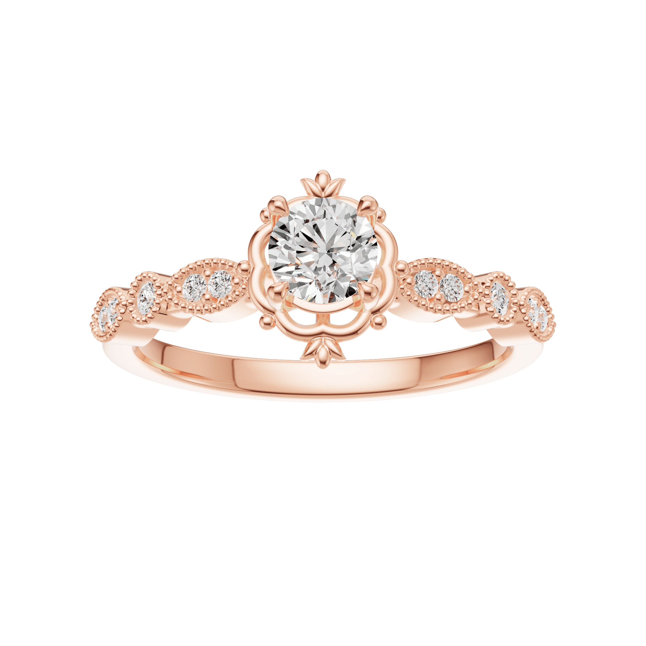 0.59 Karat SI2 Vintage Rose Altın Tektaş Pırlanta Yüzük