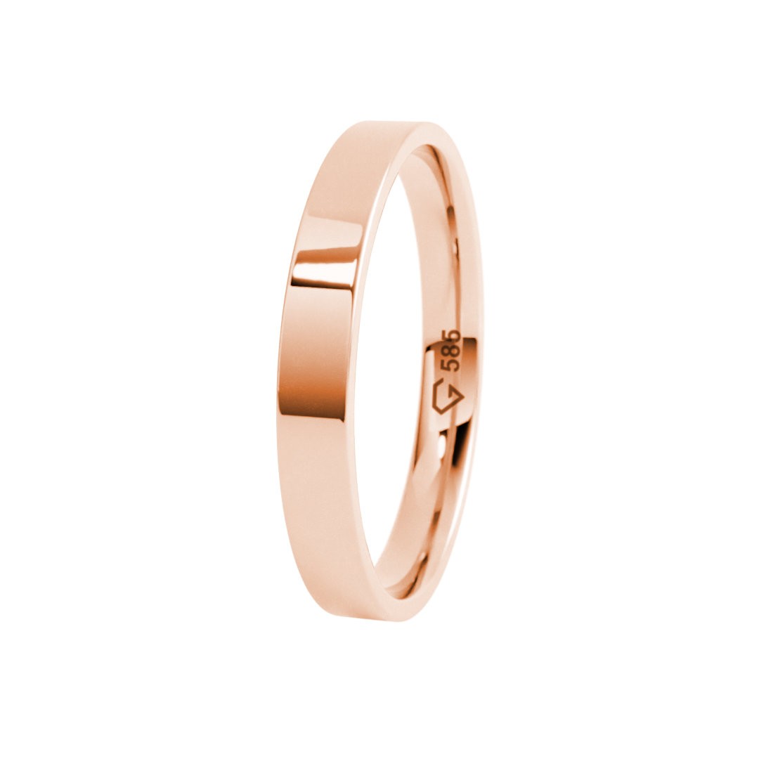 3 mm Klasik Düz Kibrit Çöpü Rose Altın Alyans