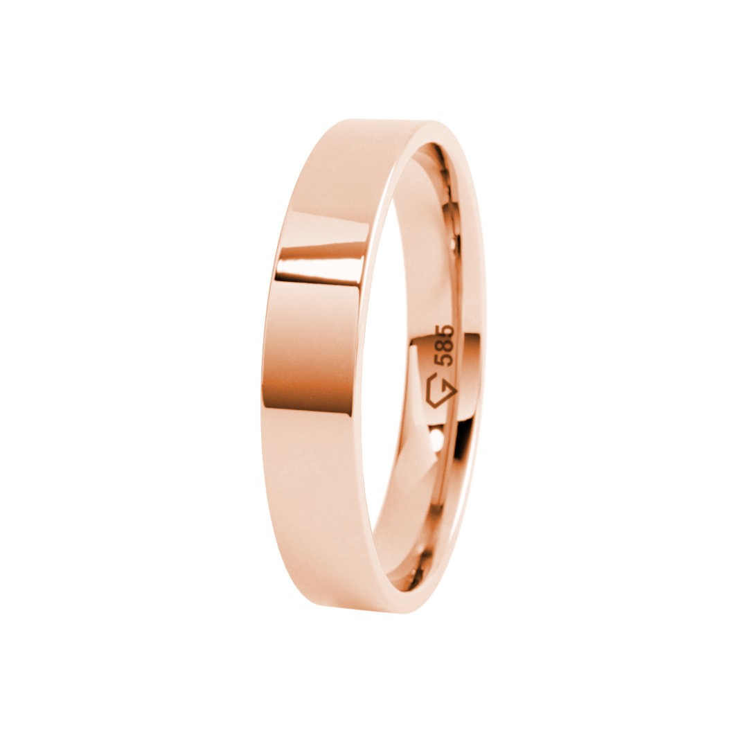 4 mm Klasik Düz Kibrit Çöpü Rose Altın Alyans
