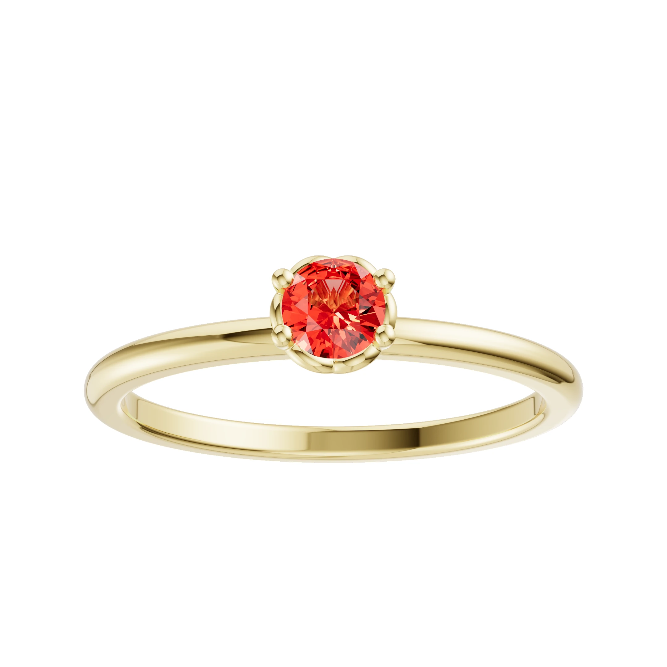 Turuncu Safir Sarı Altın Modern Yüzük