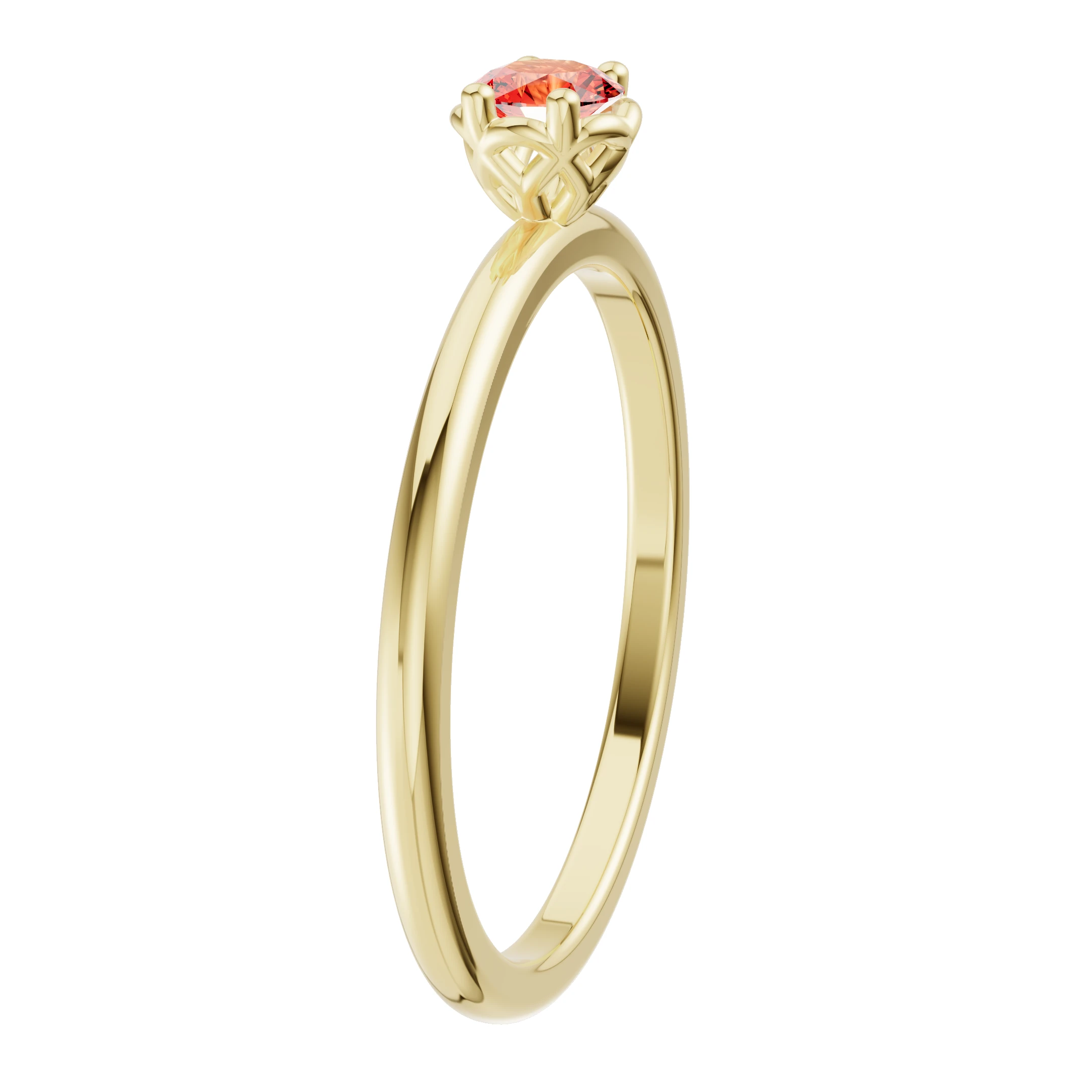 Turuncu Safir Sarı Altın Modern Yüzük