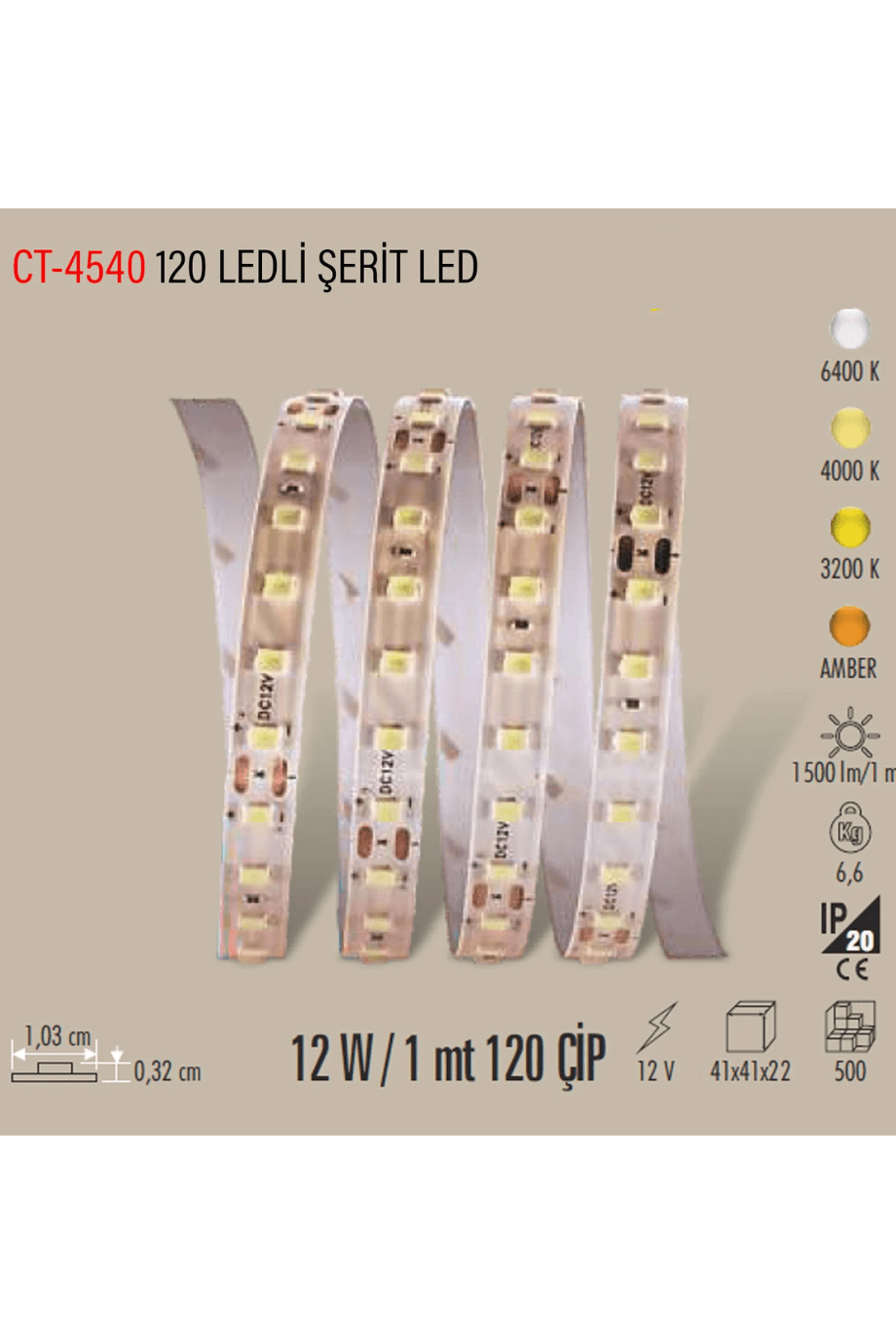 Cata 120 Çip Serit Led Yüksek Işık Ct-4540