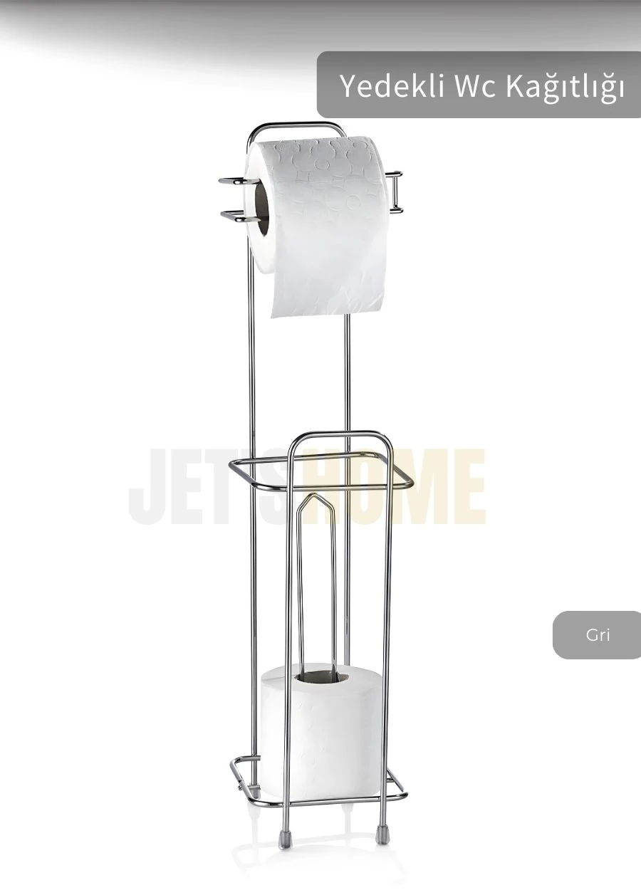 Paslanmaz Raflı Tuvalet Kağıdı Askılığı Yedekli Wc Kağıtlık Tutucu Krom