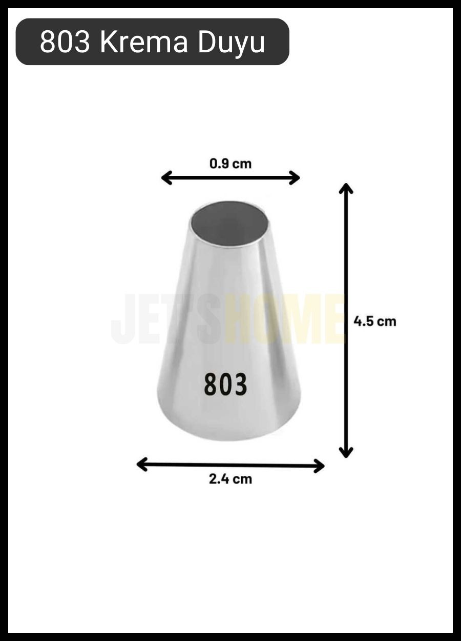 803 Yuvarlak Desen Krema Duyu Büyük Boy Pasta Duyu Paslanmaz Çelik Krema Torbası Ucu 2.4x0.9x4.5 cm