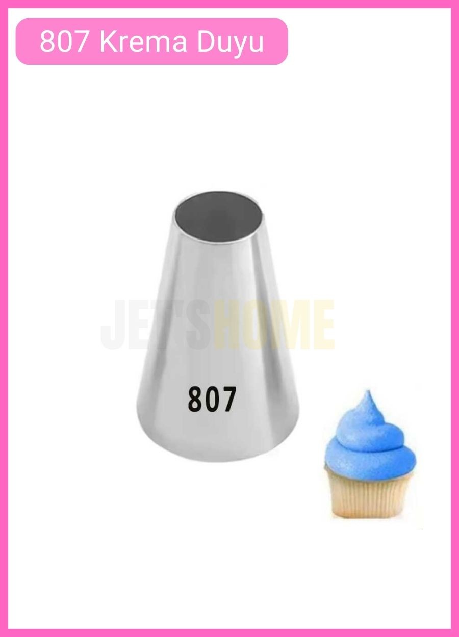 807 Yuvarlak Desen Krema Duyu Büyük Boy Pasta Duyu Paslanmaz Çelik Krema Torbası Ucu 3.5x1.6x5.2 cm