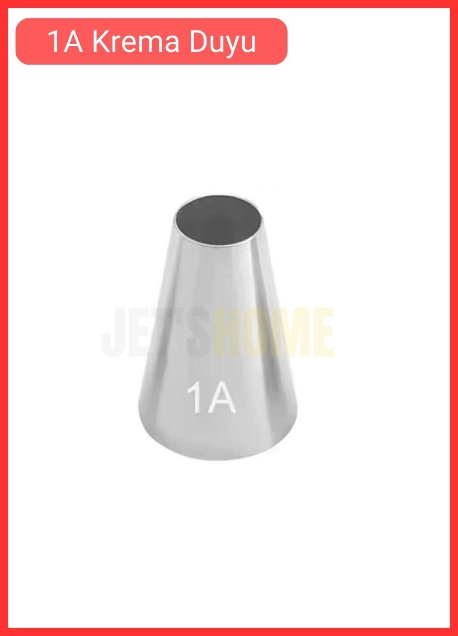 1A Yuvarlak Desen Krema Duyu Büyük Boy Pasta Duyu Paslanmaz Çelik Krema Torbası Ucu 2.5x1.4x3.7 cm