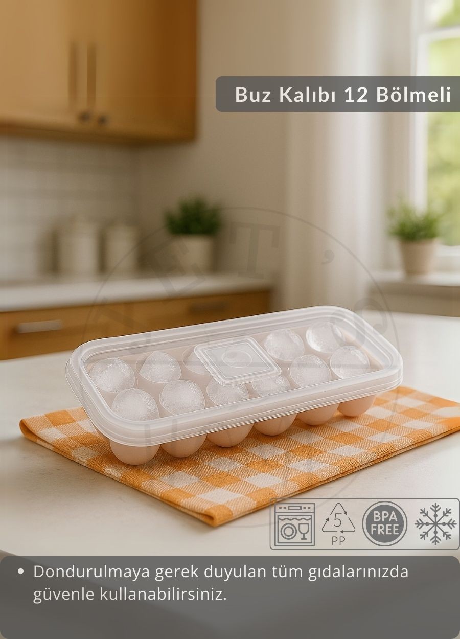 12 Bölmeli Buz Kalıbı Esnek Silikon Buz Küpü BPA FREE Yuvarlak Bas Parmak Buzluk Çapı 3,5 cm Pembe