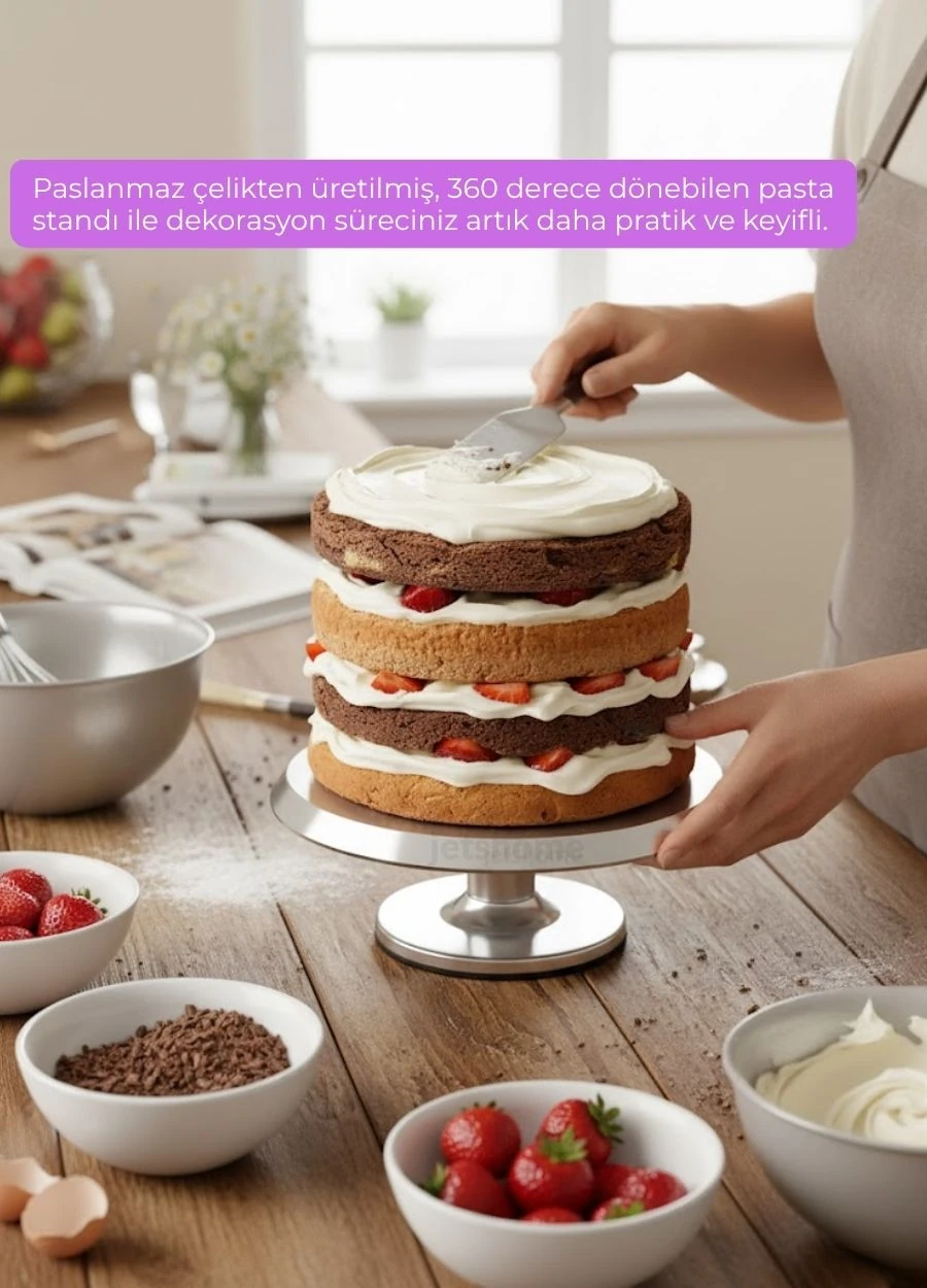 34 Parça Pasta Süsleme Hazırlık Seti – Krema Duyu Torbası Standı Pasta Fırçası Spatula Kazıyıcı