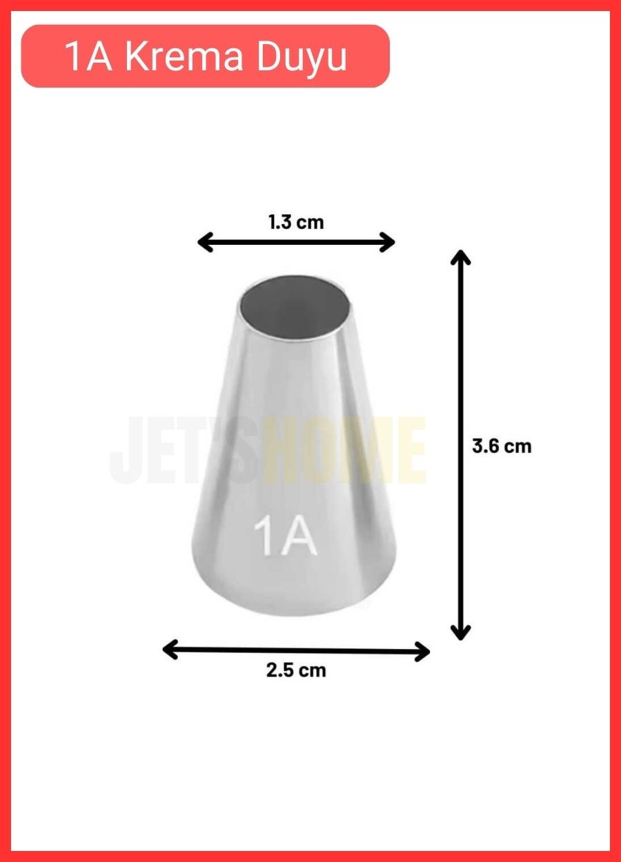 1A Yuvarlak Desen Krema Duyu Büyük Boy Pasta Duyu Paslanmaz Çelik Krema Torbası Ucu 2.5x1.4x3.7 cm