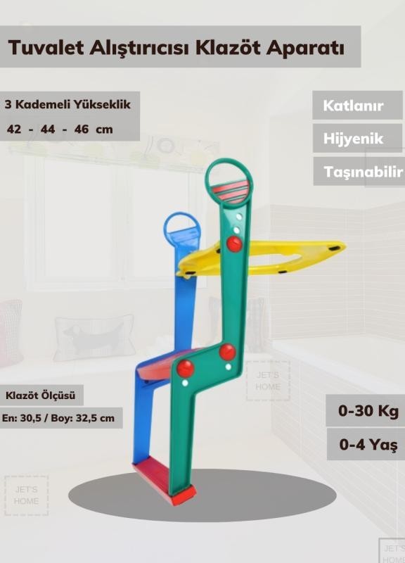 Tuvalet Alıştırıcı Çoçuklar İçin Wc Yardımcısı Basamaklı Alıştırıcı Bez Bırakmaya Yardımcı
