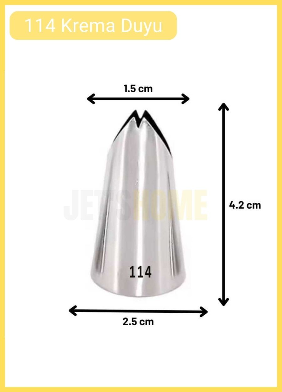 114 Yaprak Desen Krema Duyu Büyük Boy Pasta Duyu Paslanmaz Çelik Krema Torbası Ucu 2.5x1.5x4.2 cm
