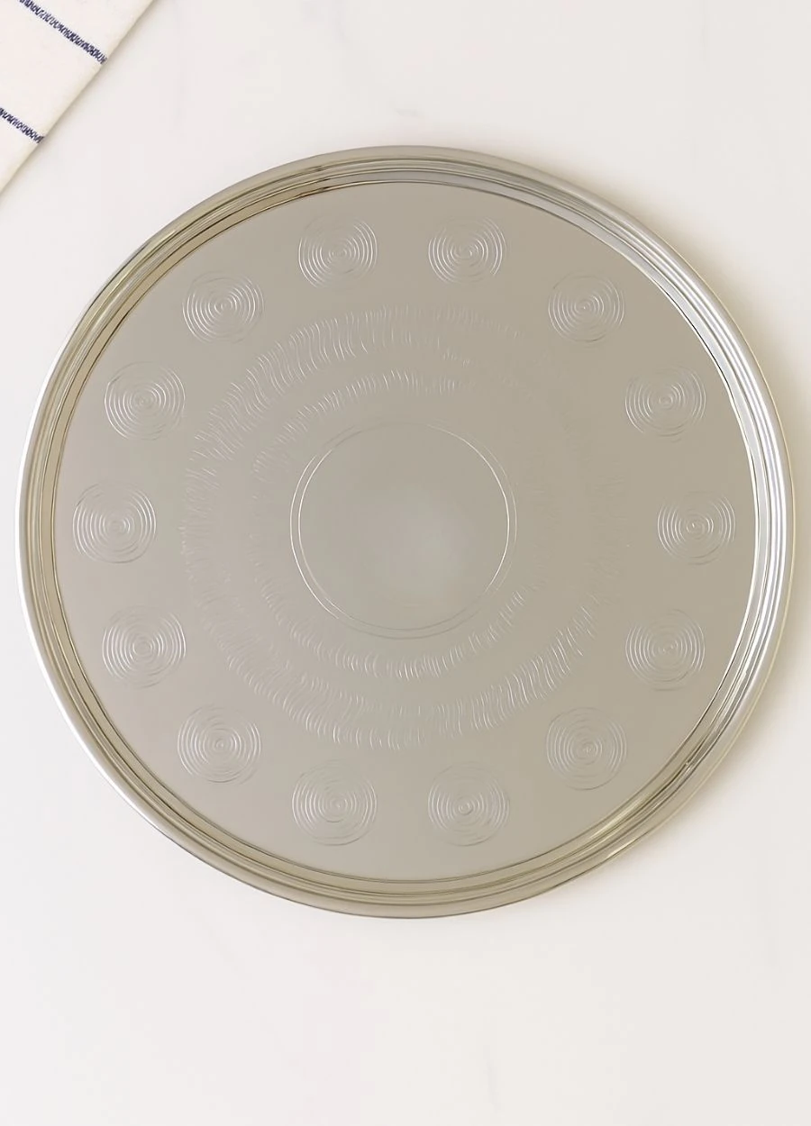 80 cm Paslanmaz Çelik Yer Sofrası Yemek Sunum Çay Kahve Servis Tepsisi Sini No:85