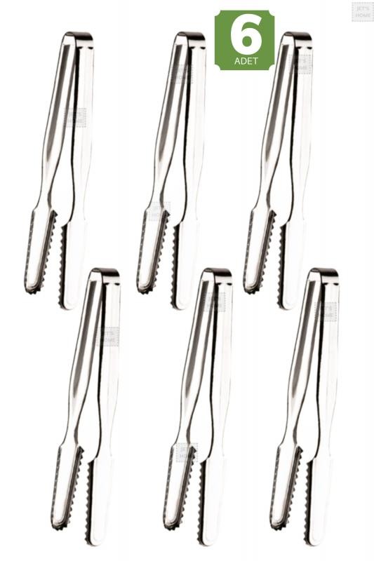 6’lı Set Buz Maşası Paslanmaz Buz Kaşığı Çelik İnox 16 cm