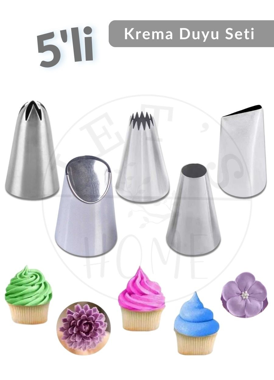 5' li Krema Duyu Seti Büyük Boy Pasta Dolgu Kreması Paslanmaz Şanti Duyu Çelik Set-2