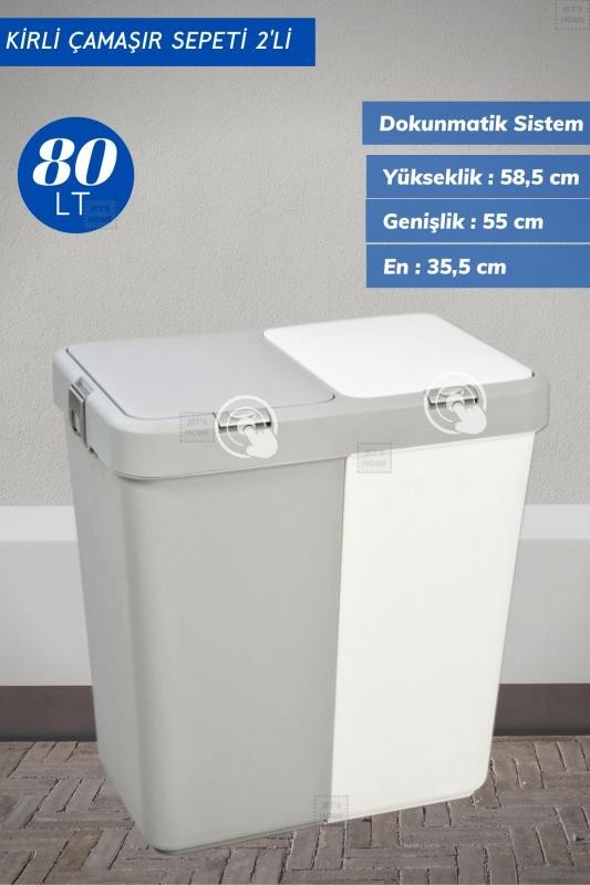 Çeyiz Seti 80 Lt Kirli Sepeti 20 Lt Çamaşır Selesi Gri Pembe Çamaşır Sepeti