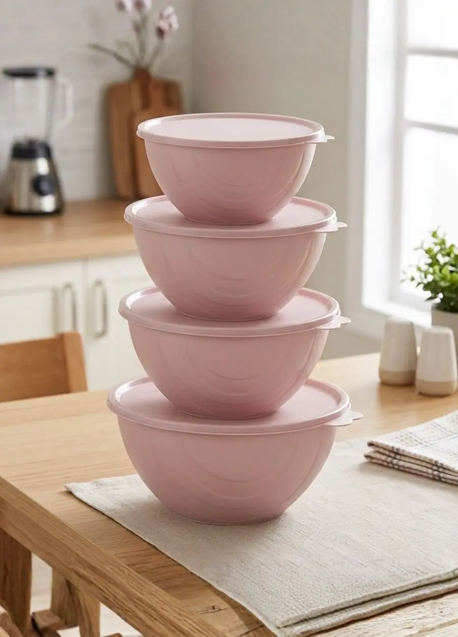 4'lü Yuvarlak Saklama Kabı Seti BPA Free - 0,5 Lt'den 4 Lt'ye