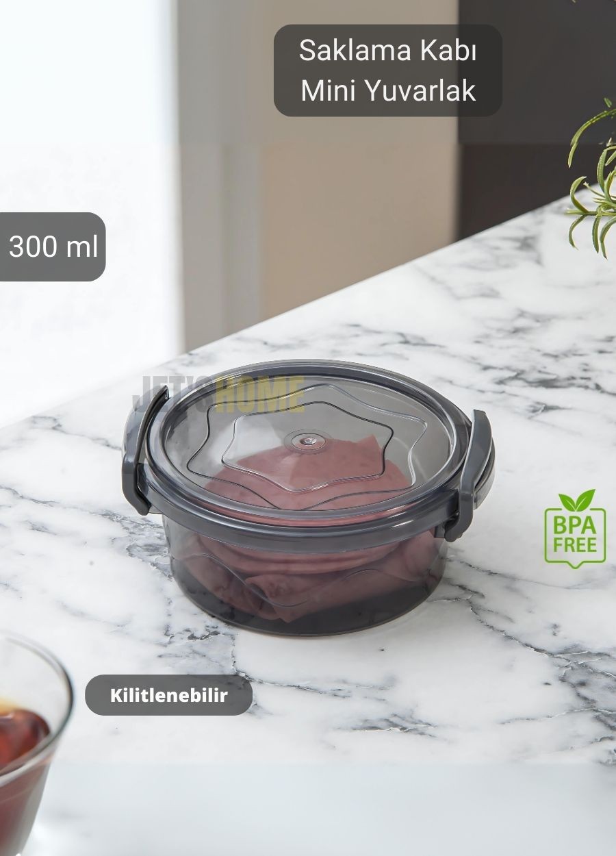 Saklama Kabı Yuvarlak Erzak Kabı Mini Yiyecek Kutusu BPA Free 300 ml