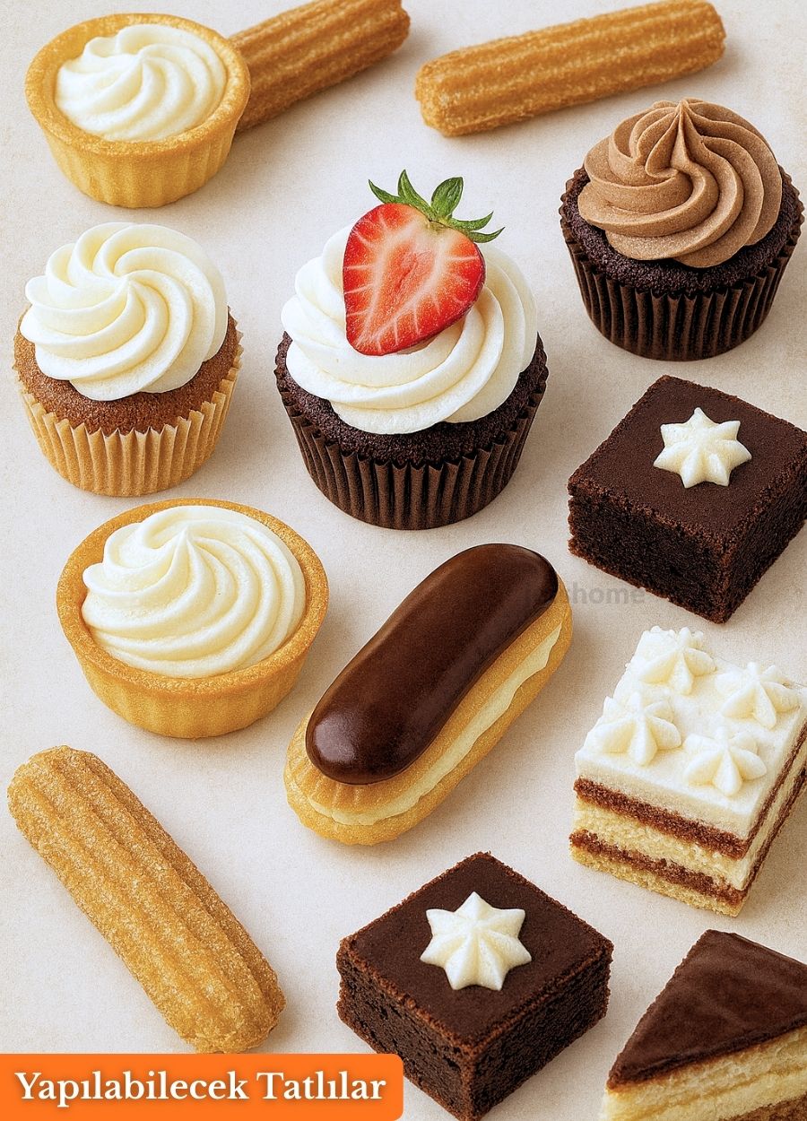 Cupcake, Ekler, Pasta ve Kurabiye Duyu 5’li Büyük Boy Paslanmaz Çelik Dekoratif Krema Duy Seti Set-3