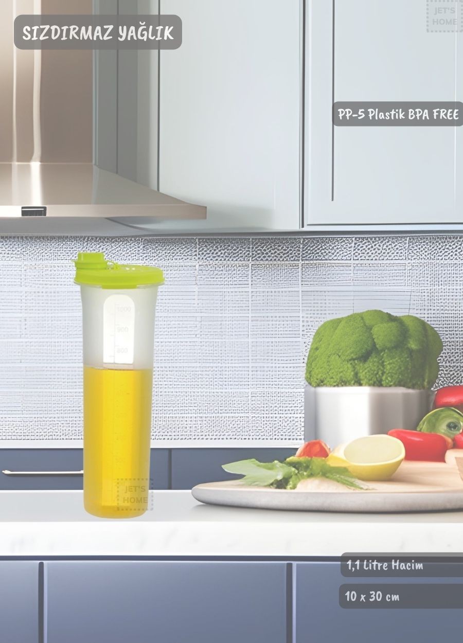 Sızdırmaz Yağdanlık Ölçekli Yağ Şişesi Kilitlemeli Yağlık 1,1 Litre BPA FREE