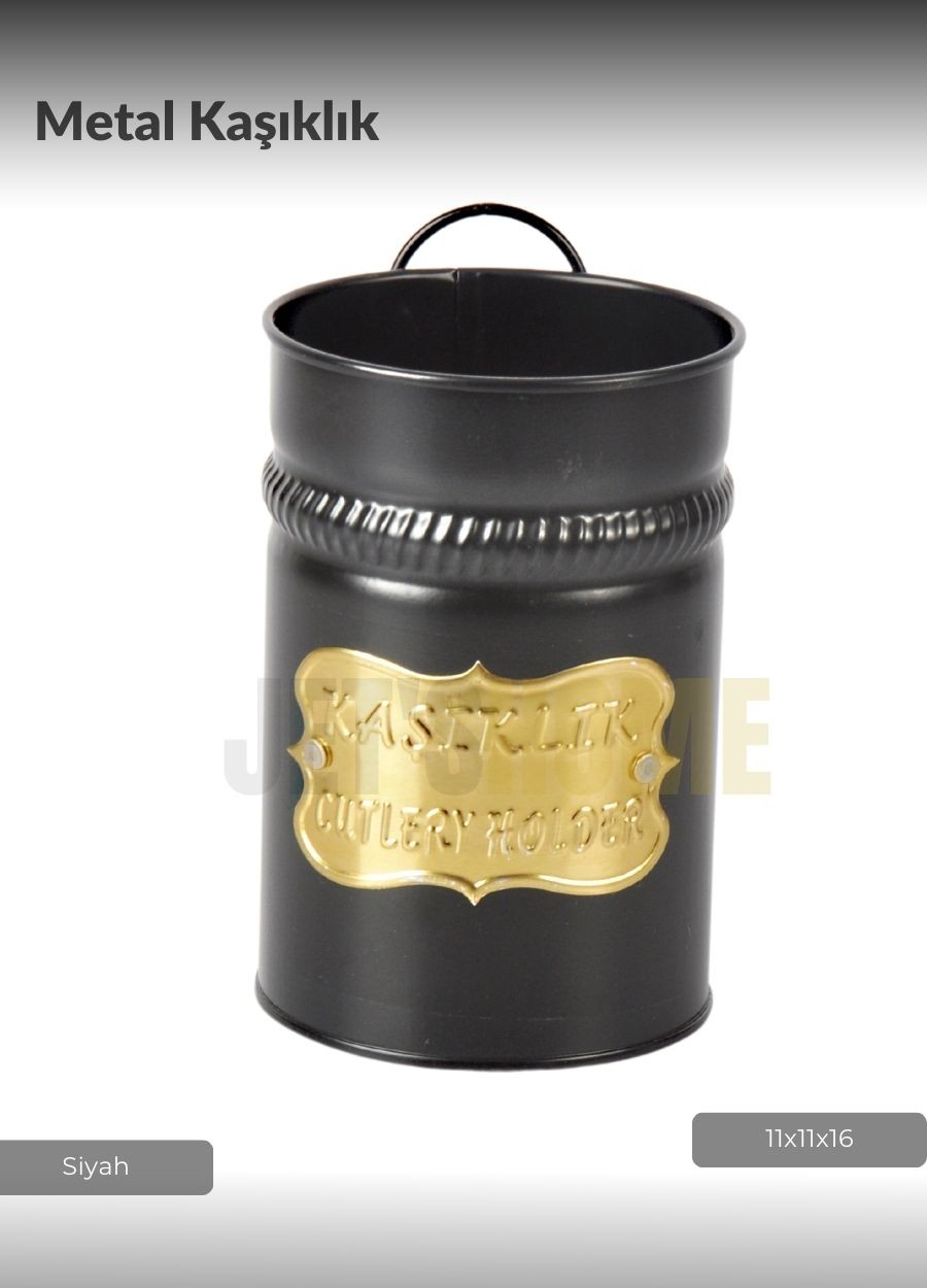 Metal Kaşıklık Çatallık Bıçaklık Tezgah Üstü Servis Standı Düzenleyici Siyah 11x11x16