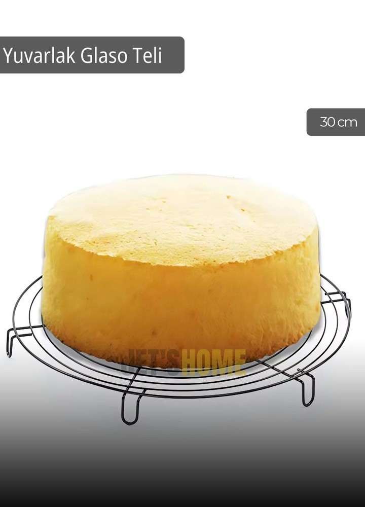 Pasta Soğutma Dinlendirme Teli Yuvarlak Ekmek Kek Kurabiye Soğutma Teli Glaso Teli 30 cm