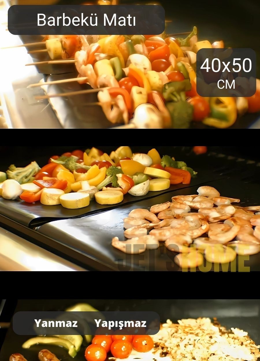 Barbekü Matı Fiberglas BPA Free Izgara Kağıdı Yanmaz Yapışmaz Pişirme Kağıdı Büyük Boy 40*50 cm