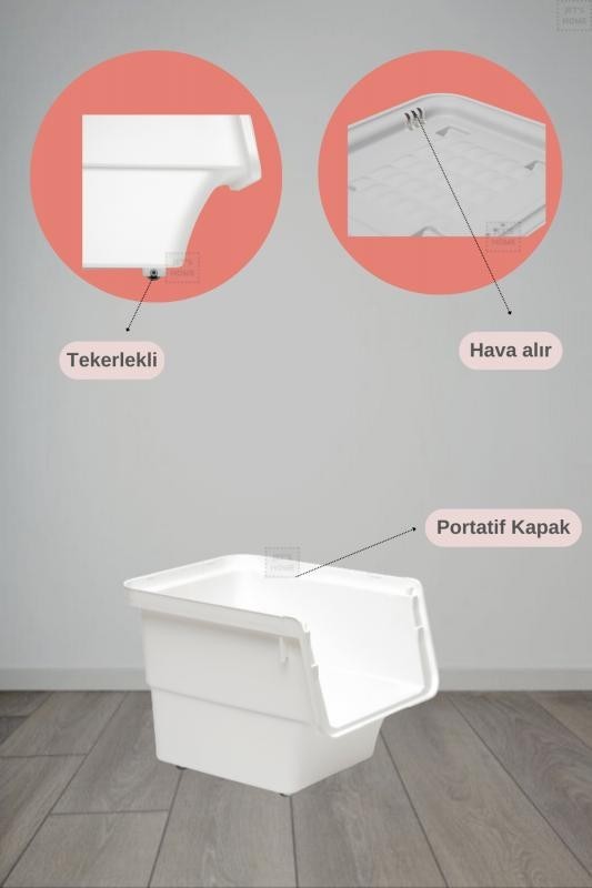 Tekerlekli Sebzelik BPA Free Soğanlık Oyuncaklık Organizer Gri 12 Lt