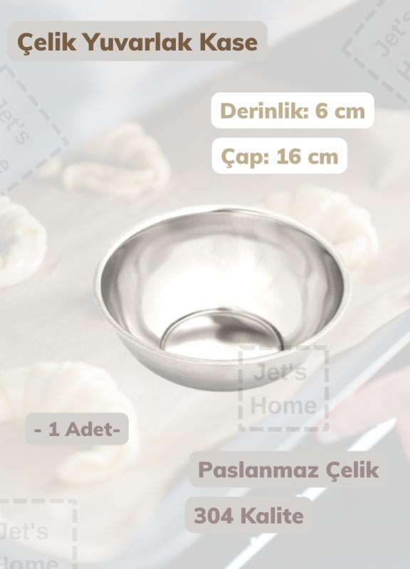 Çelik Yuvarlak Kase 16 cm Paslanmaz Çelik Kase