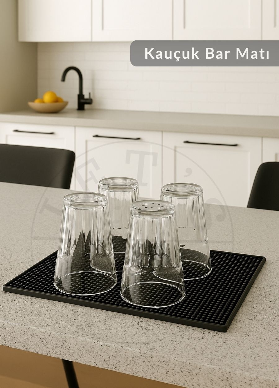 Kauçuk Bar Matı Servis Paspası Su Geçirmez Bar Lastiği 45x30 Cm