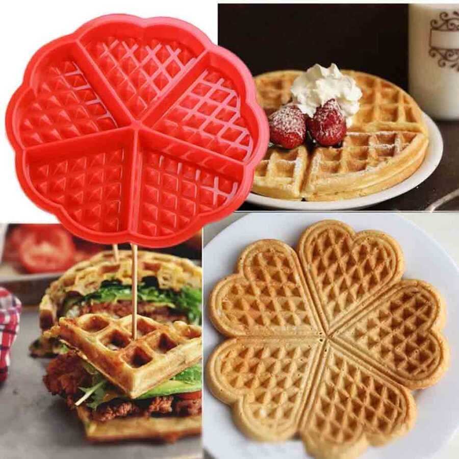Waffle Pişirme Kalıbı Silikon Waffle Yapma Kalıbı 5 Bölmeli 17 cm