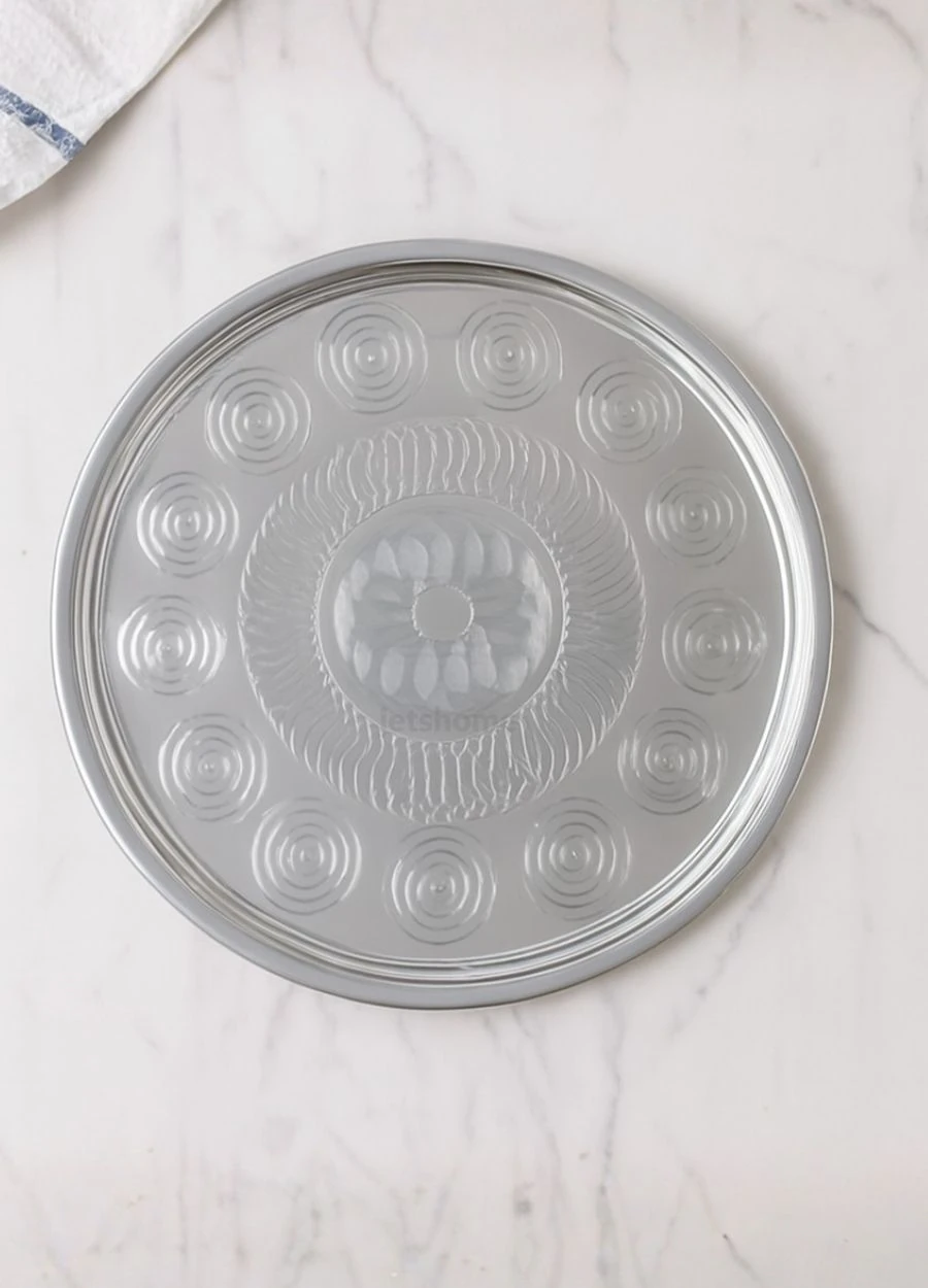 66 cm Paslanmaz Çelik Yer Sofrası Yemek Sunum Çay Kahve Servis Tepsisi Sini No:70